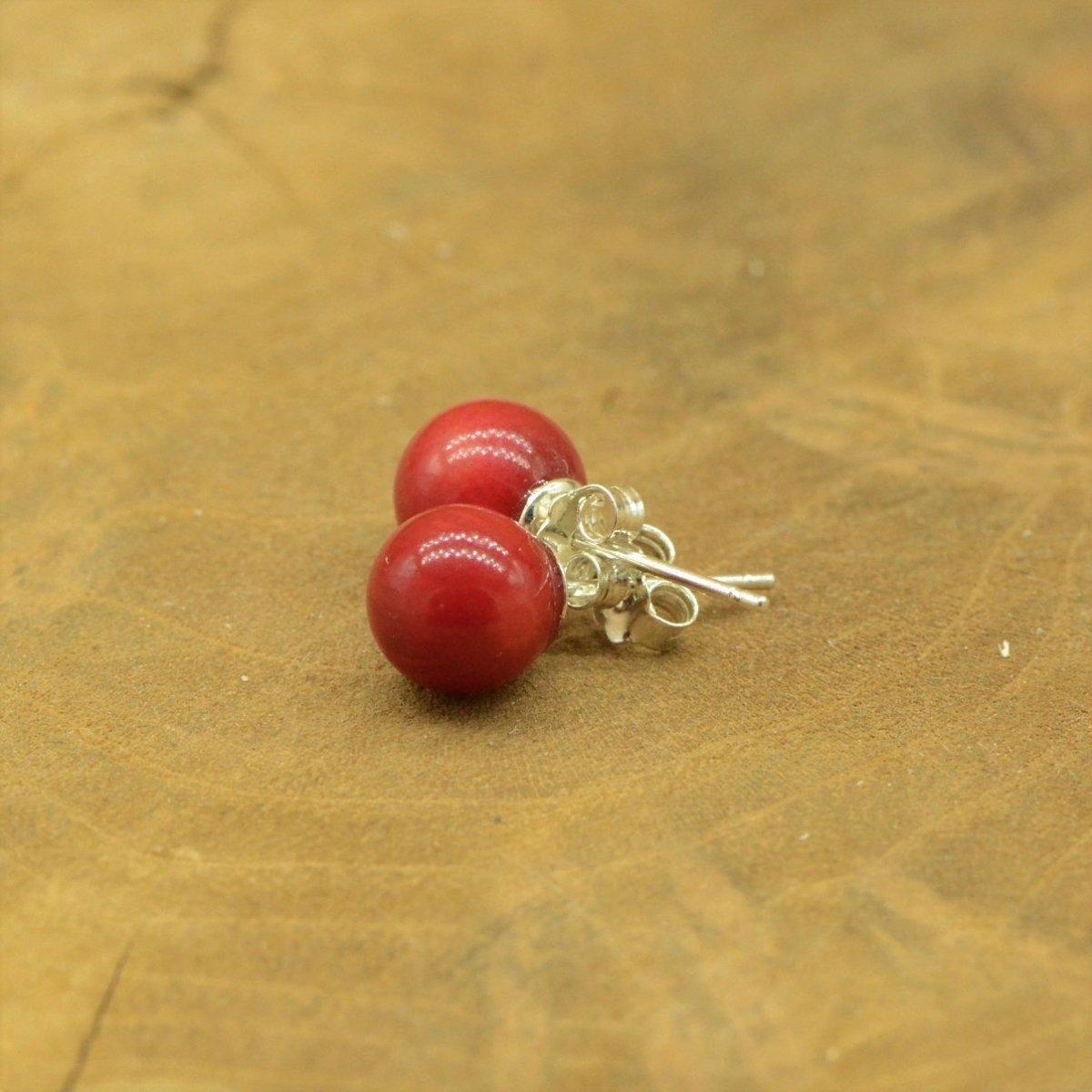 Boucles d'oreilles "Intuition" en Corail Rouge (Argent 925) - lespierresdubienetre