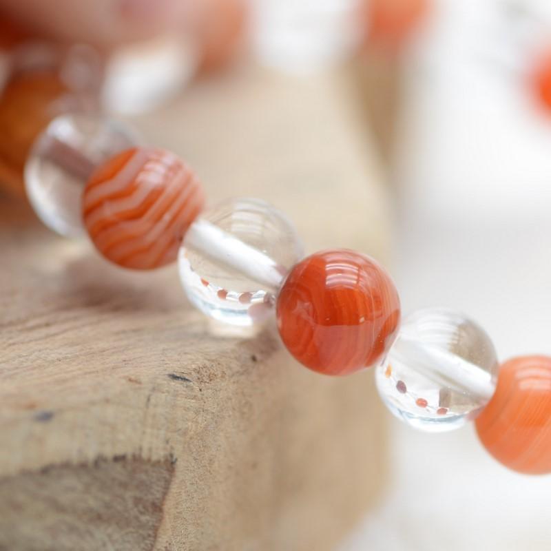 Bracelet "Ancrage Doux & Amplificateur" Mix en Cornaline et Cristal de Roche - lespierresdubienetre