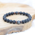 Bracelet "Relaxation & Reconstruction" en Larvikite & Pierre de Lave Homme