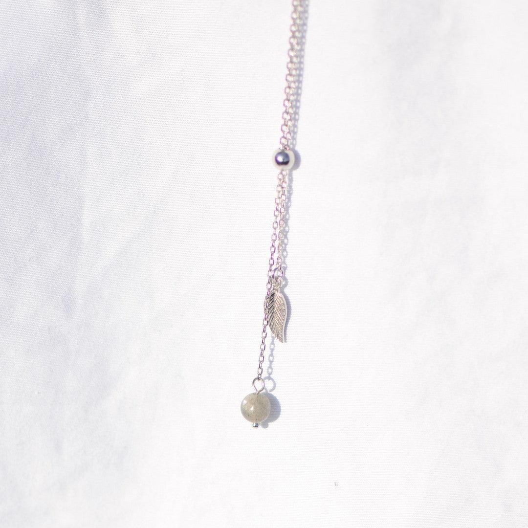 Collier "Protection" en Labradorite Feuille Argent 925 - lespierresdubienetre
