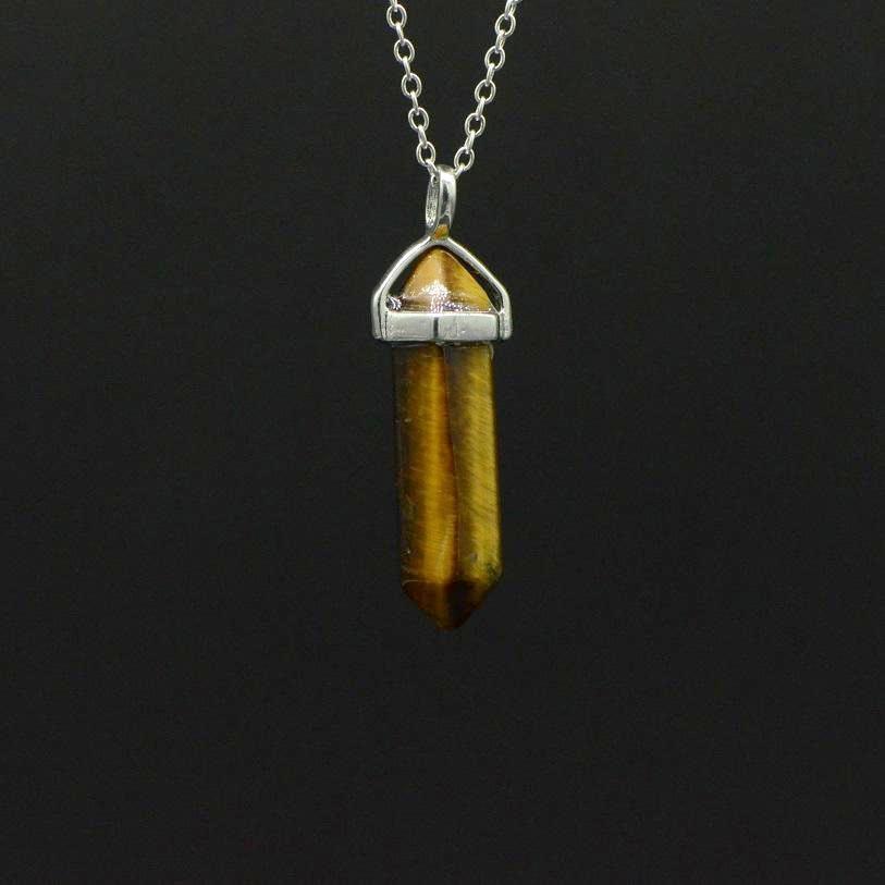 Pendentif "Confiance" Oeil de Tigre Pointe - lespierresdubienetre