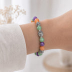 Bracelet "Sagesse, Anti-stress et Tranquillité" en Améthyste, Jade et Aventurine Orange