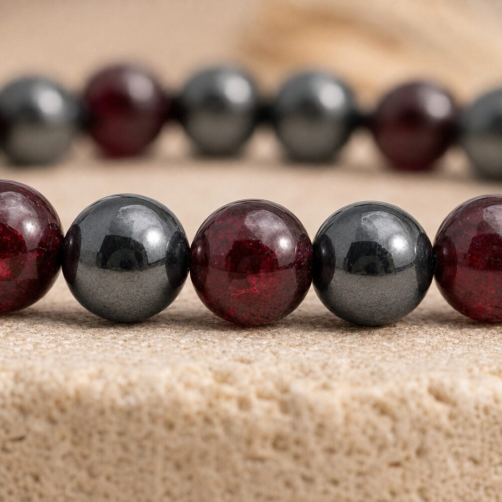 Bracelet "Énergie" Mix en Grenat & Hématite