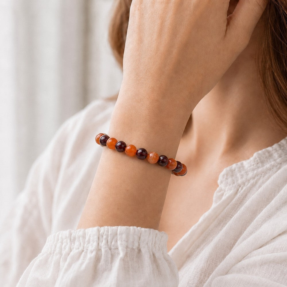 Bracelet "Confiance en soi" Mix en Cornaline et Grenat