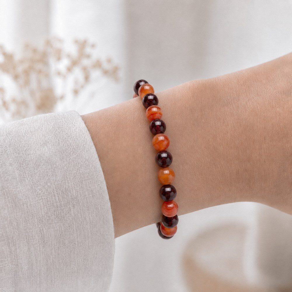 Bracelet "Confiance en soi" Mix en Cornaline et Grenat
