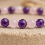 Bracelet "Grossesse" Mix en Améthyste et Quartz Rose