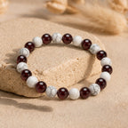 Bracelet "Ménopause" Mix en Howlite & Grenat