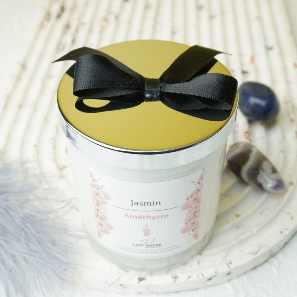 Bougie "Jasmin" en Améthyste - lespierresdubienetre