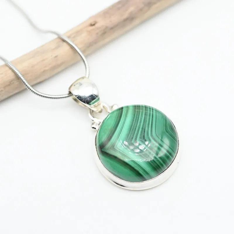 Pendentif "Paix" Malachite et Argent 925 : Mala01 - lespierresdubienetre