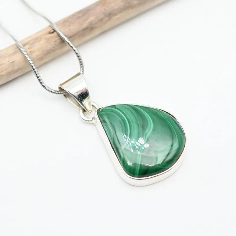 Pendentif "Paix" Malachite et Argent 925 : Mala06 - lespierresdubienetre