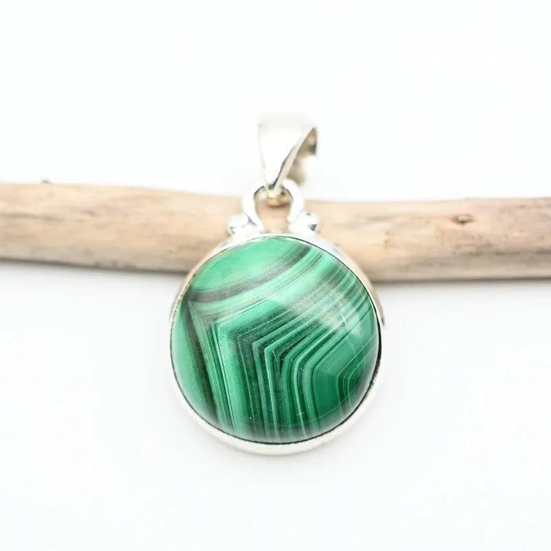 Pendentif "Paix" Malachite et Argent 925 : Mala01 - lespierresdubienetre