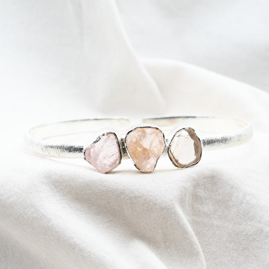 [EXTREMEMENT RARE] Bracelet en Morganite AAA Argent REF:M1