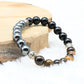 Bracelet "Protection Triple" en Hematite, Oeil-de-Tigre et Obsidienne Nouveau