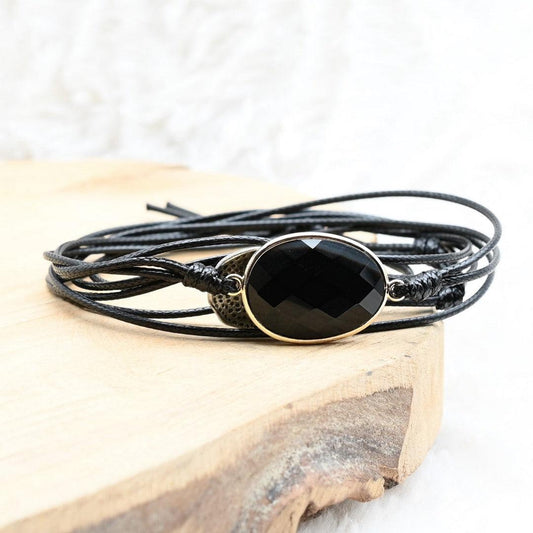 Bracelet Boho Filé "Force" en Onyx - style 2 - lespierresdubienetre