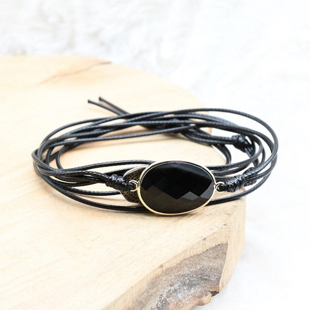 Bracelet Boho Filé "Force" en Onyx - style 2 - lespierresdubienetre