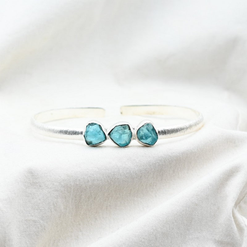 [MODÈLE UNIQUE] Bracelet "Motivation" en Apatite Bleue & Argent 925 - Pièce de Bijouterie - REF1