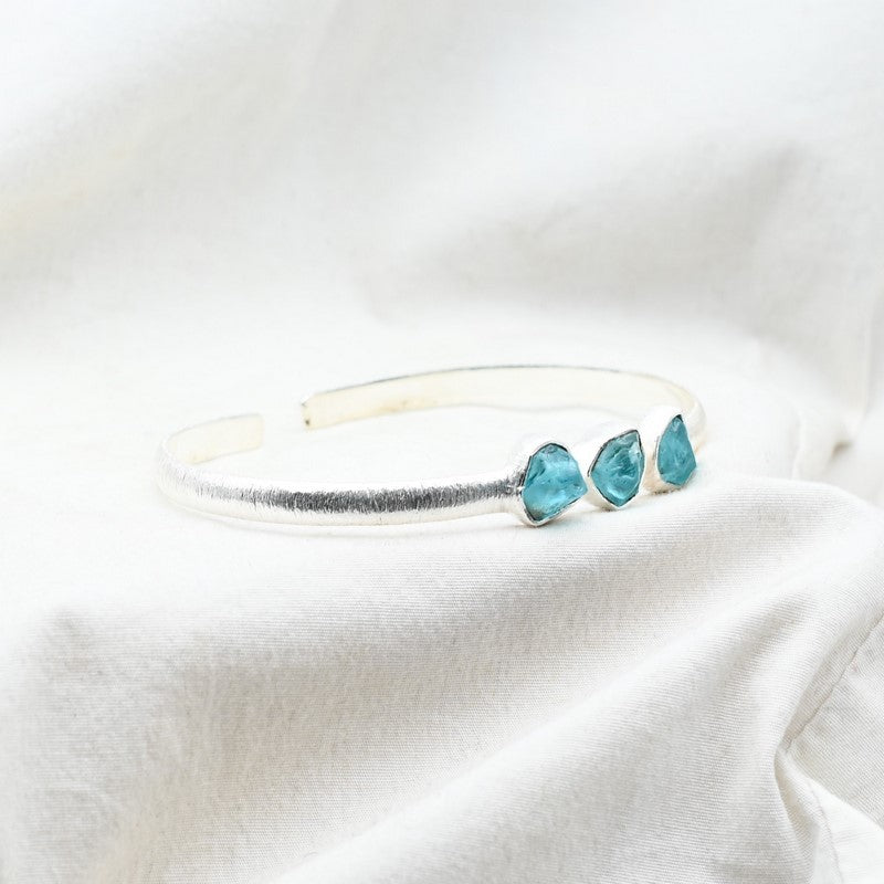 [MODÈLE UNIQUE] Bracelet "Motivation" en Apatite Bleue & Argent 925 - Pièce de Bijouterie - REF1