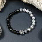 Bracelet Homme Onyx et Jaspe Gris - Maîtrise et Stabilité Marin