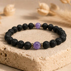 Bracelet "Sommeil" en Améthyste et Pierre de Lave