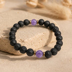 Bracelet "Sommeil" en Améthyste et Pierre de Lave