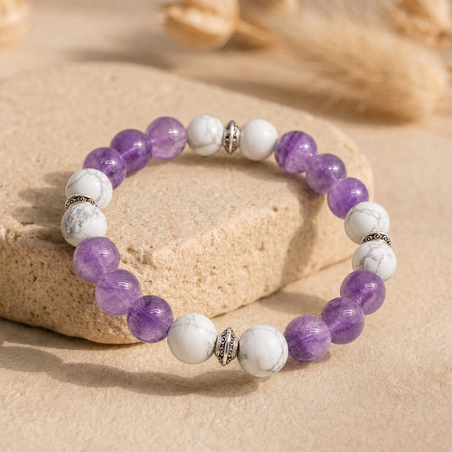 Bracelet "Anti-Stress" en Améthyste & Howlite