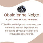 Bracelet roulé "Spontanéité" en Obsidienne Neige