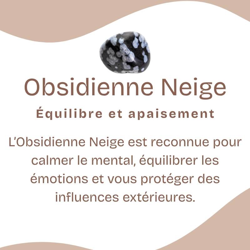 Bracelet roulé "Spontanéité" en Obsidienne Neige