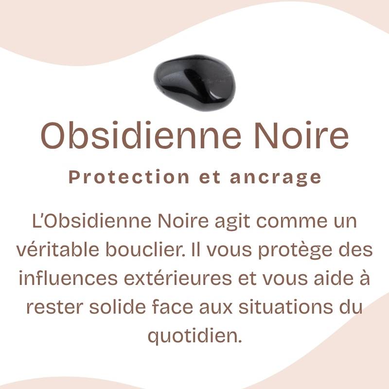 Bracelet roulé "Bouclier" en Obsidienne