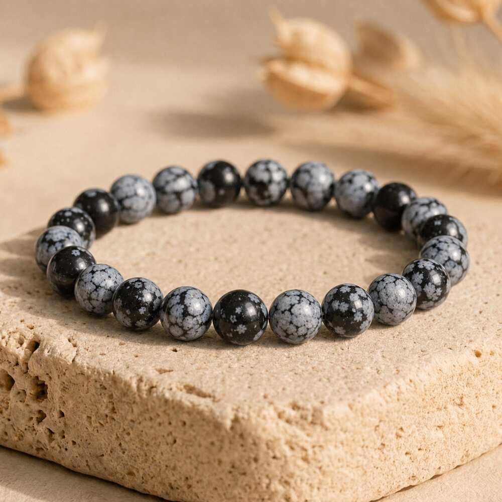 Bracelet "Spontanéité" en Obsidienne Neige