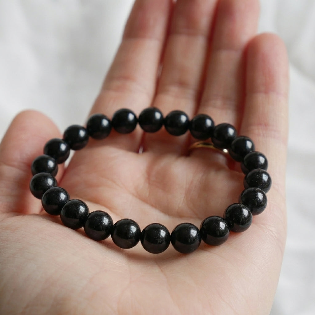 Bracelet "Force Mentale" en Agate Noire