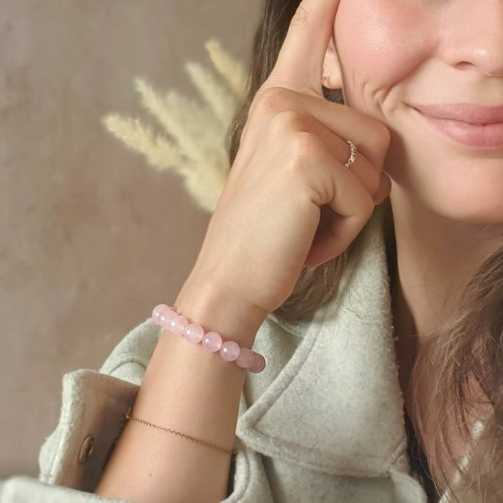 Bracelet "Amour" en Quartz Rose
