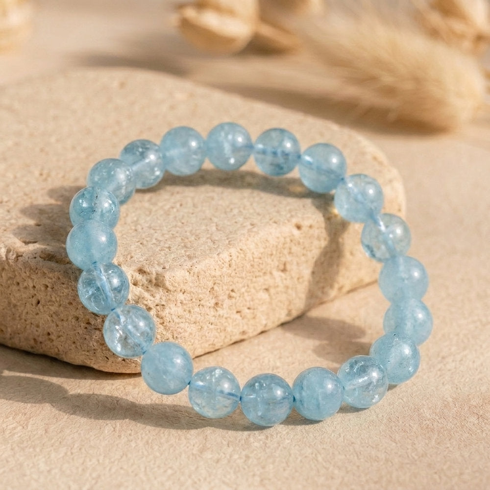 Bracelet "Bonheur" en Aigue-Marine
