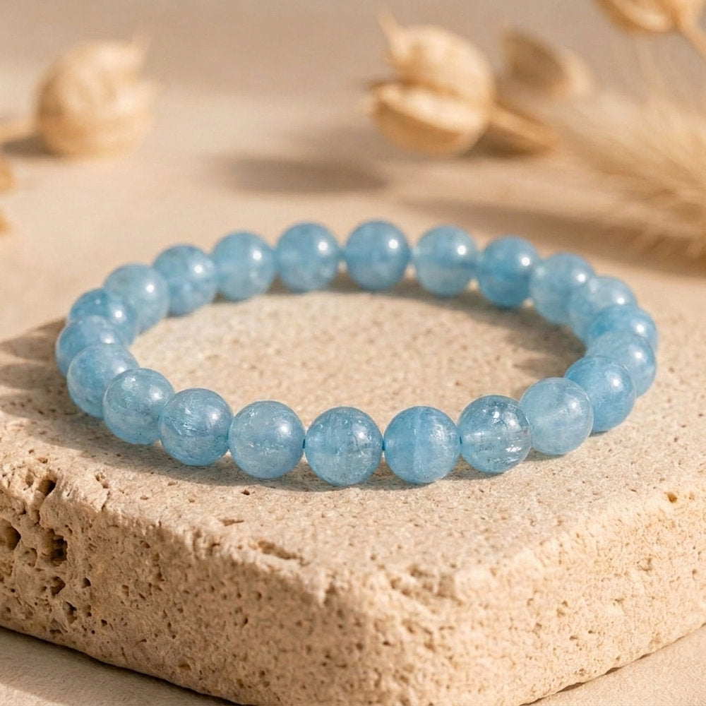 Bracelet "Bonheur" en Aigue-Marine