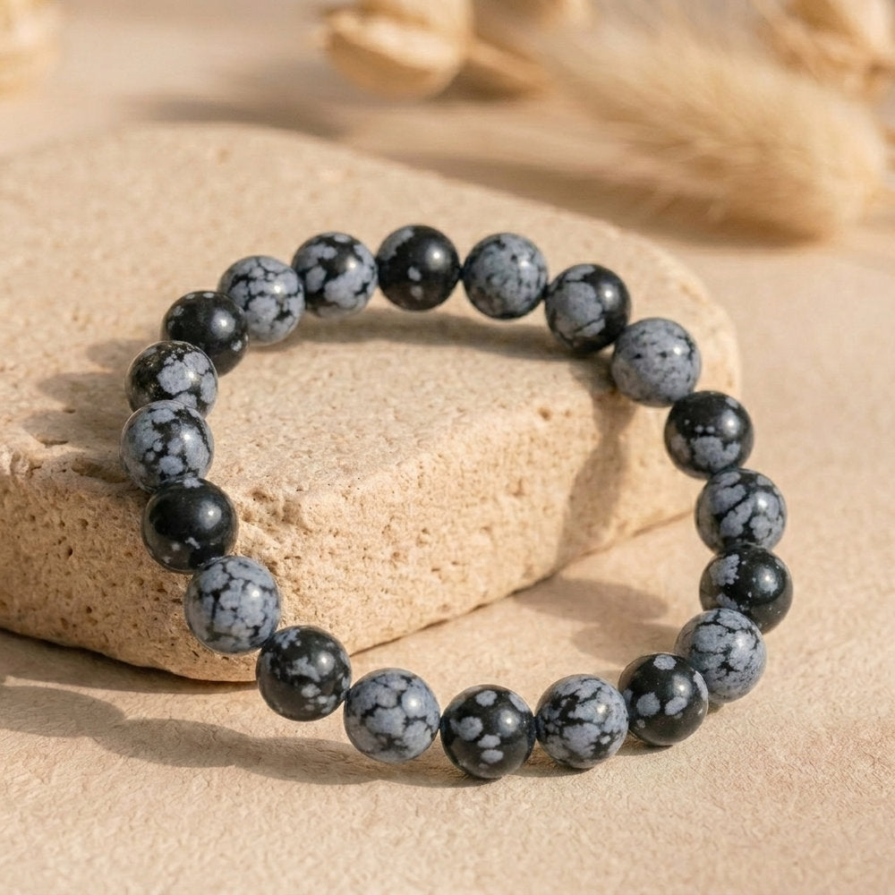 Bracelet "Spontanéité" en Obsidienne Neige