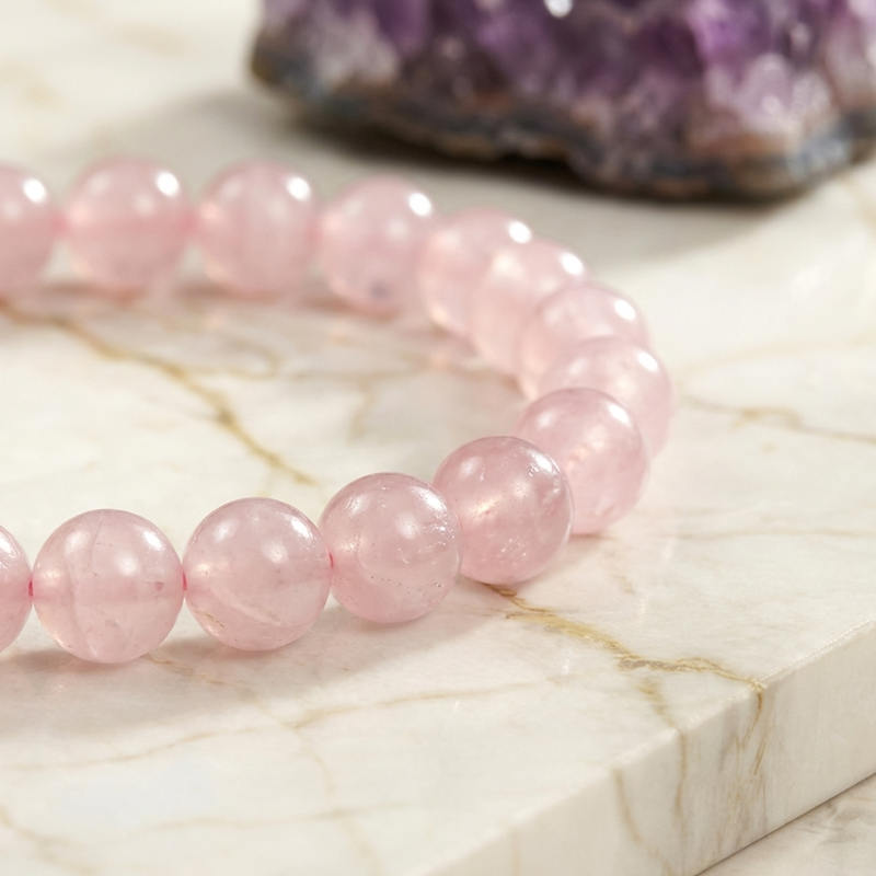 Bracelet "Amour" en Quartz Rose