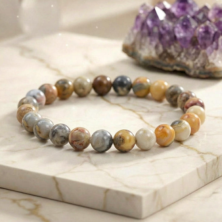 Bracelet "Joie" en Agate Crazy Lace