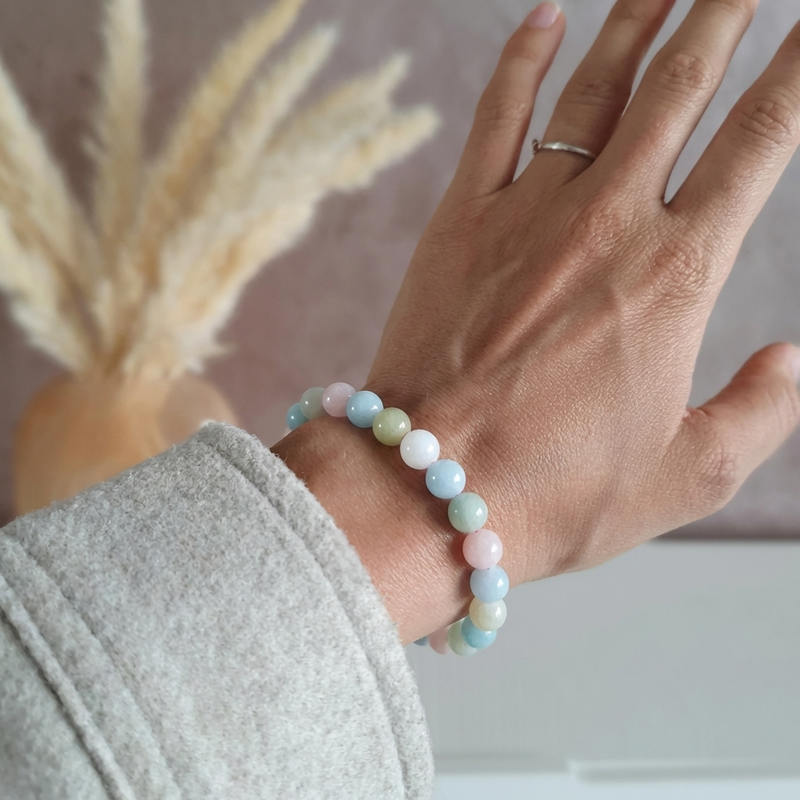 Bracelet "Attirance" en Morganite & Aigue-Marine