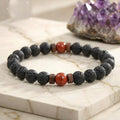 Bracelet "Protecteur & Reconstruction" en Jaspe Rouge & Pierre de Lave Homme