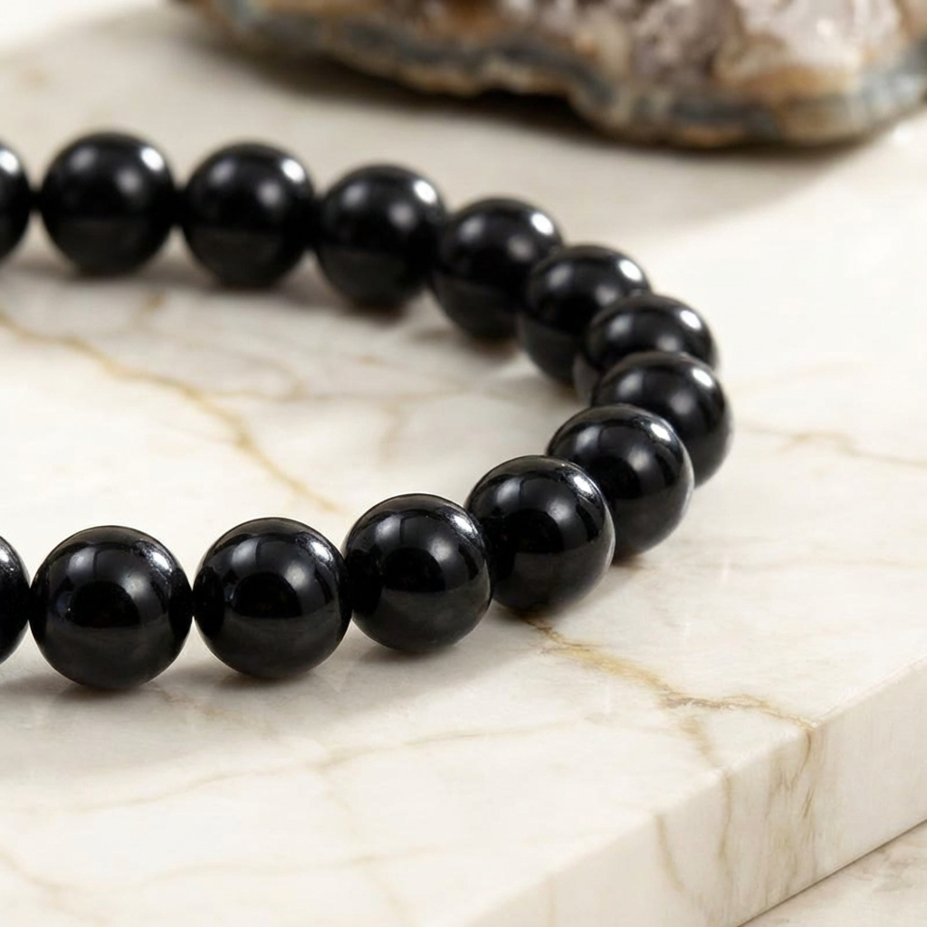 Bracelet "Force Mentale" en Agate Noire