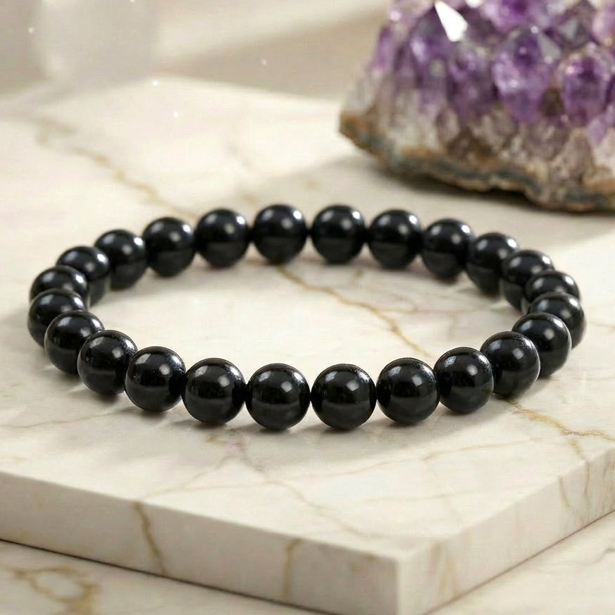 Bracelet "Force Mentale" en Agate Noire