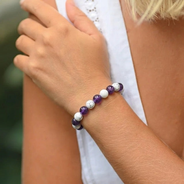 Bracelet "Anti-douleurs" Mix en Howlite et Améthyste