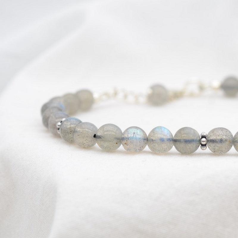 Bracelet "Protection" en Labradorite & Argent 925 - Pièce de Bijouterie Fine - - lespierresdubienetre