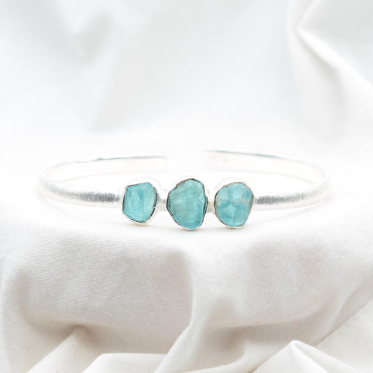 [MODÈLE UNIQUE] Bracelet "Motivation" en Apatite Bleue & Argent 925 - Pièce de Bijouterie - REFA4 - lespierresdubienetre