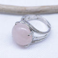 Bague "Amour" Cabochon ronde en Quartz Rose