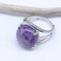 Bague "Sagesse" Cabochon ronde en Améthyste (réglable)