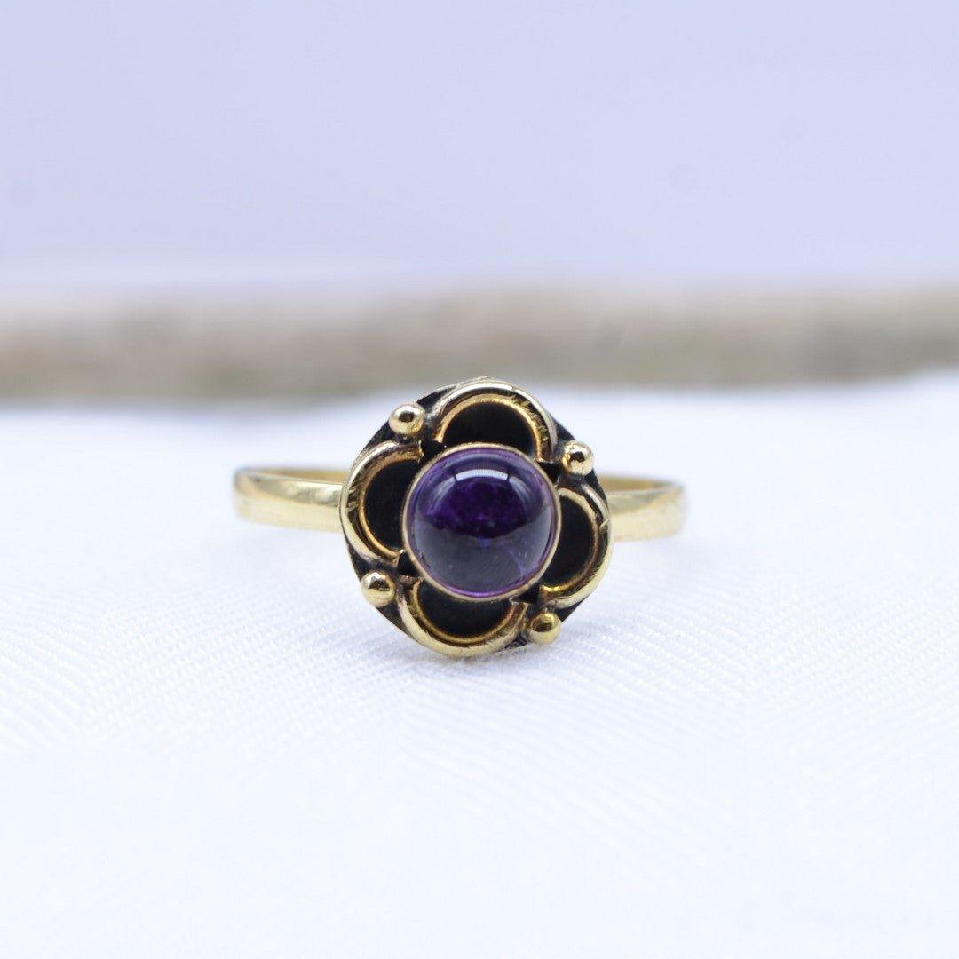 Bague "Sagesse" fleur en Améthyste (réglable) - lespierresdubienetre