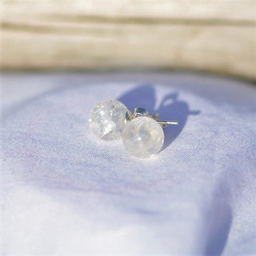 Boucles d'oreilles "Amplificateur" en Quartz Brisé (Cristal de Roche) (Argent 925) - lespierresdubienetre