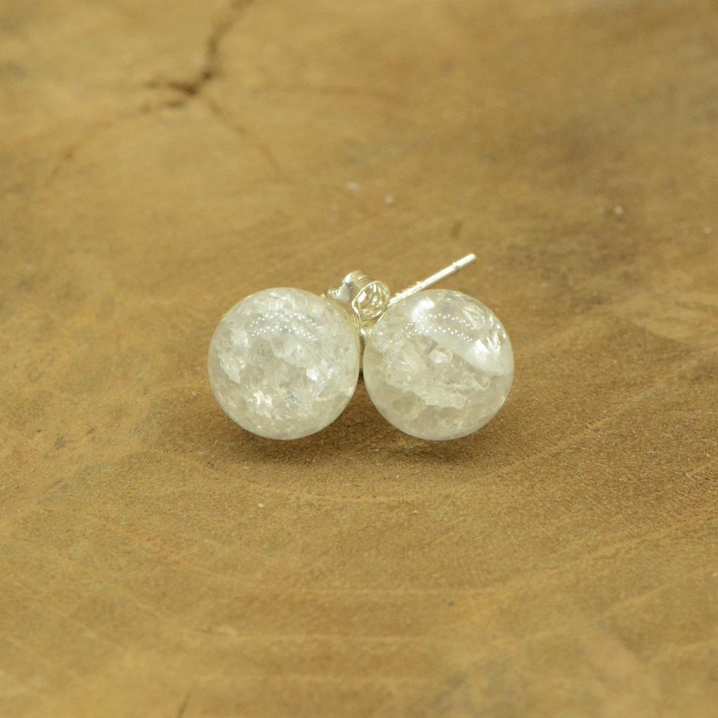 Boucles d'oreilles "Amplificateur" en Quartz Brisé (Cristal de Roche) (Argent 925) - lespierresdubienetre