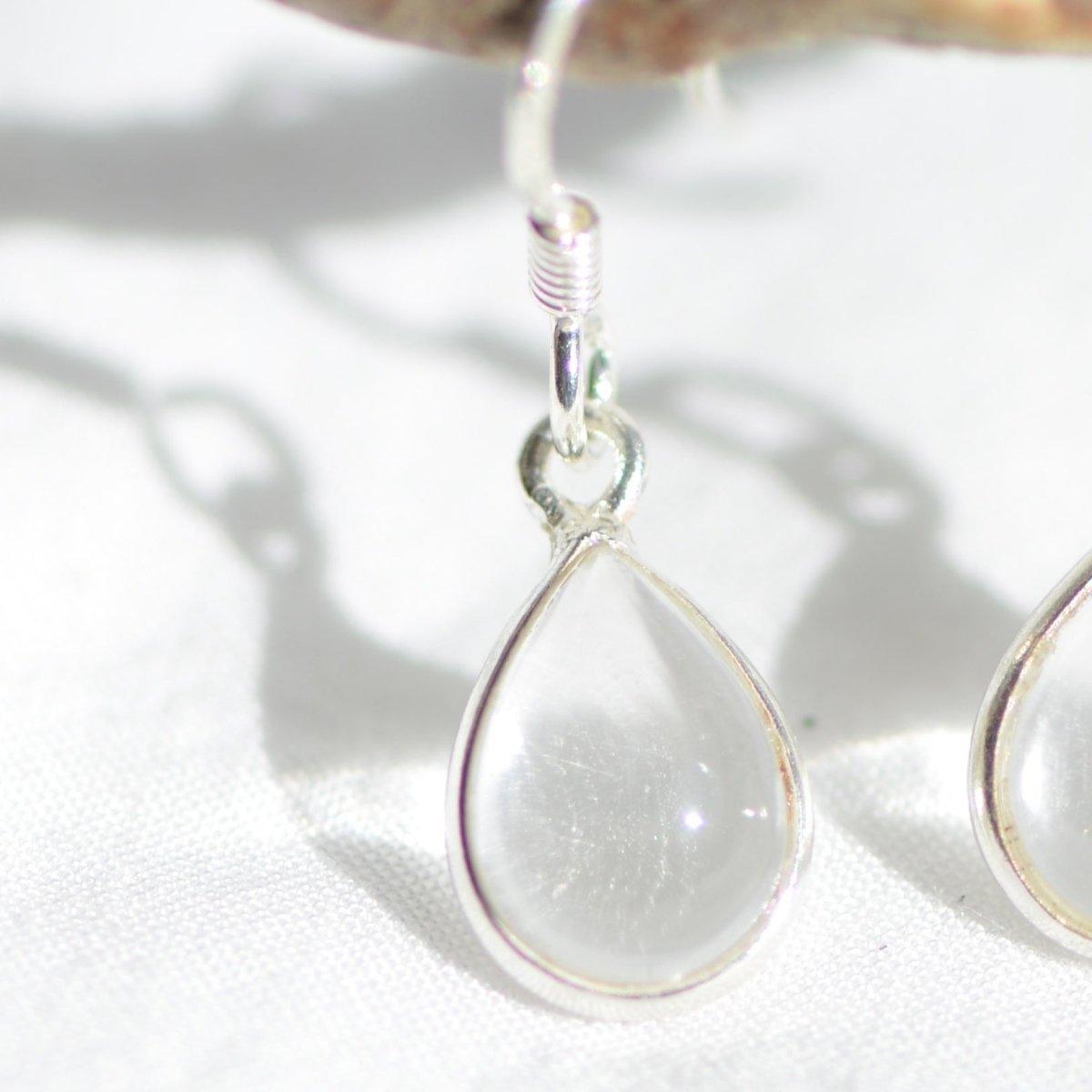 Boucles d'oreilles "Amplificateur" en Quartz (Cristal de Roche) Goutte (Argent 925) - lespierresdubienetre