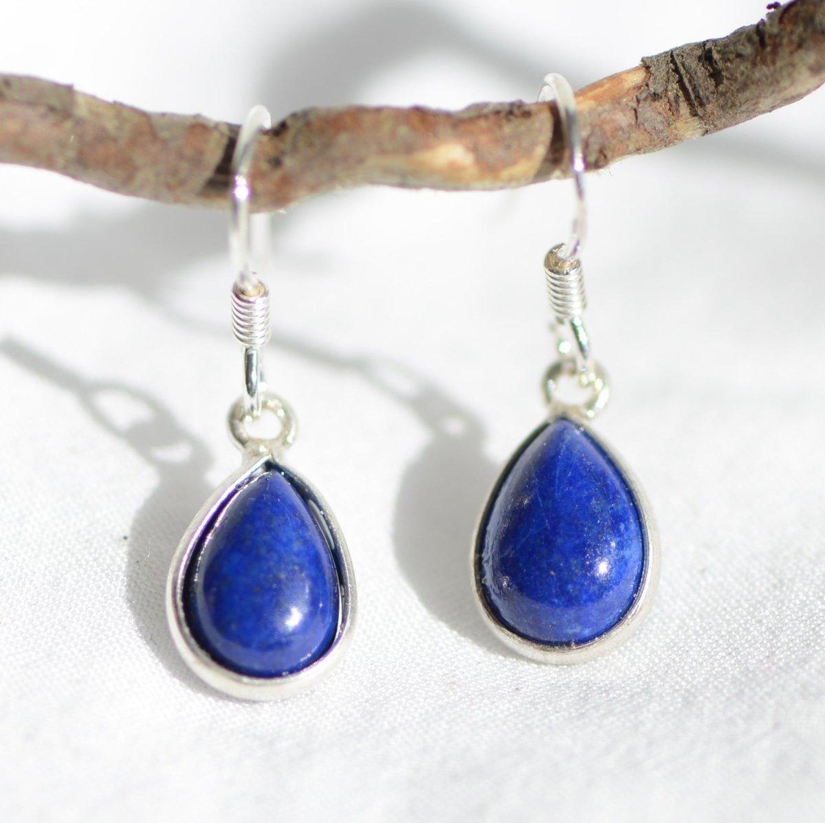 Boucles d'oreilles "Contrôle" en Lapis Lazuli Goutte (Argent 925) - lespierresdubienetre